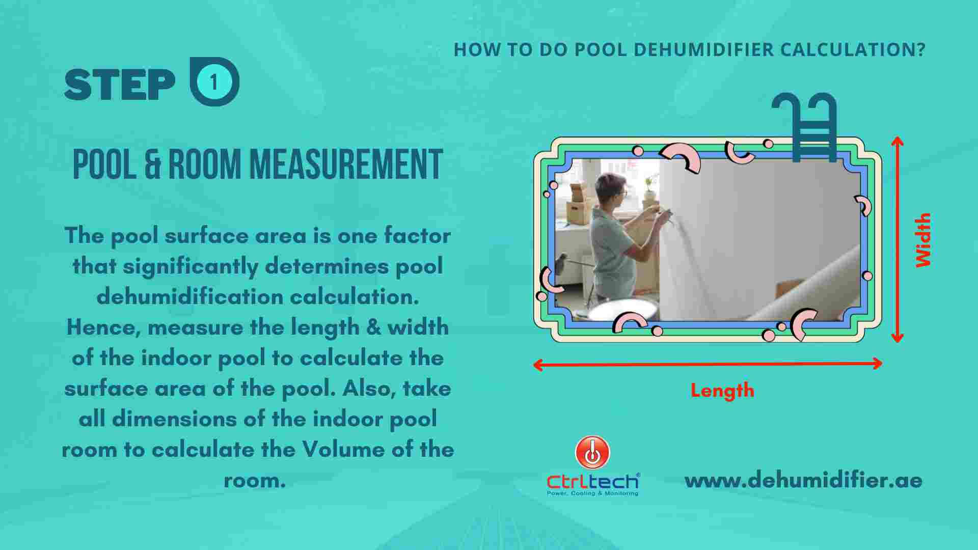 How to do swimming pool dehumidifier Calculation/Step 1 Measurement for pool dehumidification calculation